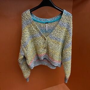 Free People Bloucle knit Button-Up Cardigan - XS- Multicolor
